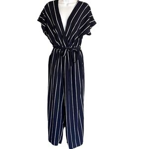 Mia Rose | Juniors Striped Jumpsuit | Navy White - NWT
